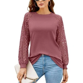 Löysä Hollow Lace pitkähihainen toppi